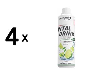 4 x Best Body Nutrition Vital Drink Zerop (500ml) Green Tea Lime