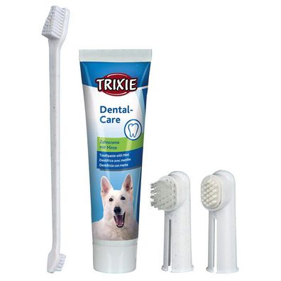 Trixie Zahnpflegeset Hund Zahnpasta (100 g) Hundezahnbürste Mundhygiene