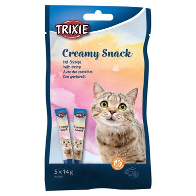 Trixie Creamy Snack Tuna & Shrimp 5 x 14 g, Katzensnack Cream Paste Cat Katze