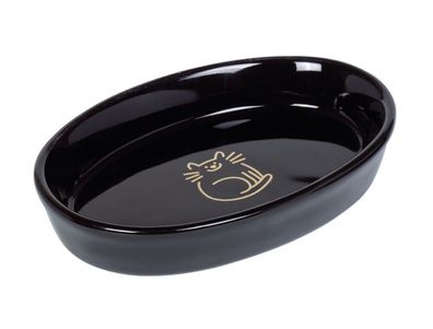 Nobby Katzen Keramik Schale oval "Golden Cat"schwarz 17 x 11 x 2,5 cm, 0,12 l