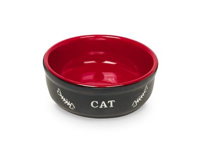 Nobby Napf Katzen Keramikschale "CAT"schwarz / rot 13,5 X 5 cm