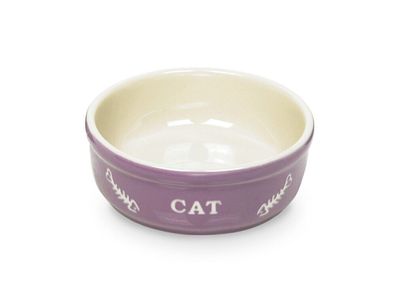 Nobby Napf Katzen Keramikschale "CAT"lila / beige 13,5 X 5 cm