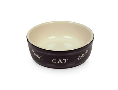 Nobby Napf Katzen Keramikschale "CAT"schwarz / beige 13,5 X 5 cm