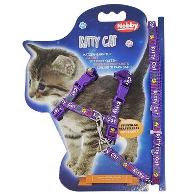 Nobby Katze Cat Garnitur Geschirr Leine"Kitty Cat"lila