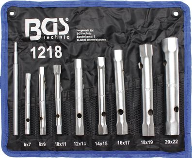 BGS technic Rohrsteckschlüssel-Satz | SW 6 x 7 - 20 x 22 mm | 9-tlg.