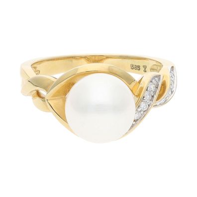 JuwelmaLux Ring 585/000 (14 Karat) Gold mit Brillant und Süßwasser Zucht...