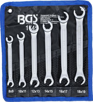 BGS technic Offener Doppel-Ringschlüssel-Satz | SW 8 x 9 - 18 x 19 mm | 6-tlg.