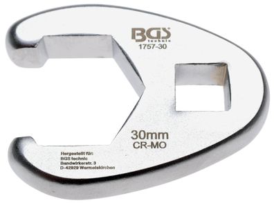 BGS technic Hahnenfußschlüssel | Antrieb Innenvierkant 12,5 mm (1/2") | SW 30 mm