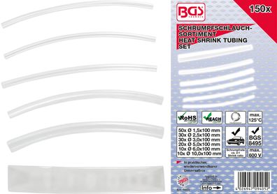 BGS technic Schrumpfschlauch-Sortiment | transparent | 150-tlg.