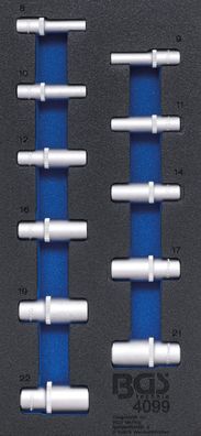 Werkstattwageneinlage 1/3: Steckschlüssel-Einsätze Sechskant | 10 mm (3/8") | in Zoll