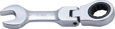 BGS technic Ratschenring-Maulschlüssel | kurz | abwinkelbar | SW 15 mm