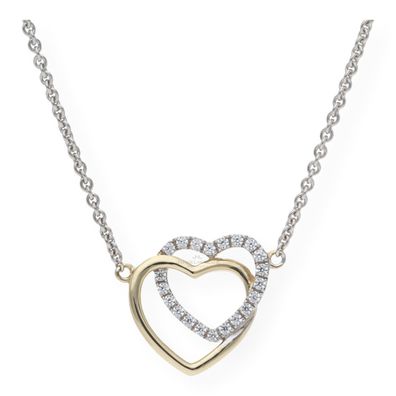 JuwelmaLux Halskette 333/000 (8 Karat) Gold- und Weißgold Herz mit Zirko...