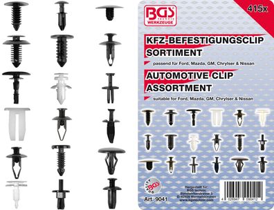 Kfz-Befestigungsclip-Sortiment für Ford, Mazda, GM, Chrylser, Nissan | 415-tlg.