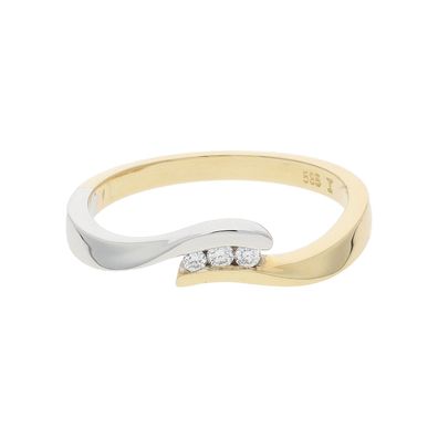 JuwelmaLux Ring 585/000 (14 Karat) Gold- und Weißgold mit Brillant 0,05 ...