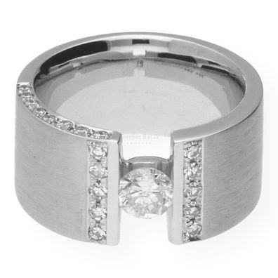 JuwelmaLux Ring 750/000 (18 Karat) Weißgold Unikat mit Diamanten Handarb...