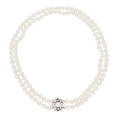 JuwelmaLux Perlenkette 585/000 (14 Karat) Weißgold mit Brillanten und ...