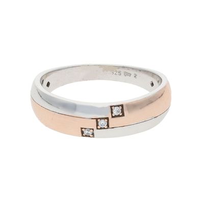 JuwelmaLux Ring 925/000 Sterling Silber, rosé vergoldet mit synth. Zirko...