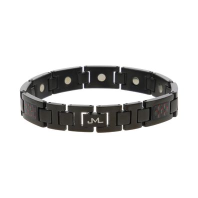 JuwelmaLux Magnetarmband Titan Ionen schwarz plattiert, Carbon effekt ...