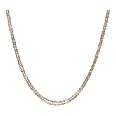 JuwelmaLux 2-reihige Halskette 585/000 (14 Karat) Weiß- & Roségold Anker...