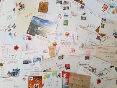 VR China, 40 Belege, Ganzsachen, Bedarfsbriefe, Postkarten, Sammlerbriefe
