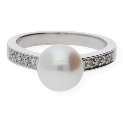 Juwelmalux Ring 585/000 (14 Karat) Weißgold mit Akoya Zuchtperle und ...