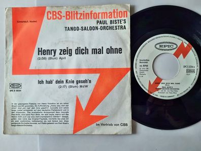 Paul Biste's Tango-Saloon-Orchestra - Henry zeig dich mal ohne 7'' Vinyl PROMO