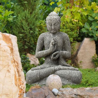 Naturstein Skulptur Sitzender Buddha Nadiad - Höhe x Tiefe x Breite: 80 x 48 x 60 cm