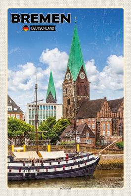Top-Schild m. Kordel, versch. Größen, BREMEN, St. Martini Kirche, neu & ovp