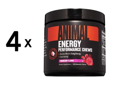 4 x Universal Nutrition Animal Energy Performance Chews (120) Pomberry