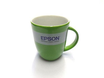 EPSON Werbetasse Kaffeetasse Kaffeepott Kaffeebecher Grün