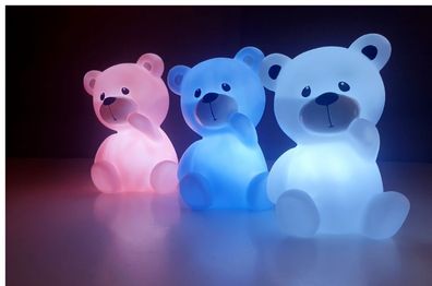 Teddybär Nachtlicht Schlafen LED Kinder Einschlafen Gemütlich 3 Farben