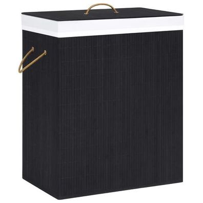 Wäschekorb Wäschebox mit 2 Fächern Schwarz 100 L 52 x 32 x 62.5 cm