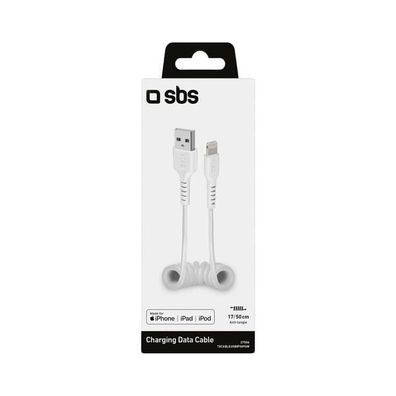 SBS Spiral-Sync- & Ladekabel USB Lightning, 0.5 Meter, "Made for Apple" zerti...
