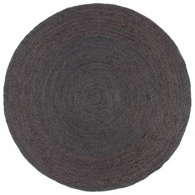 Teppich Handgefertigt Jute Rund 210 cm Dunkelgrau