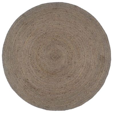 Teppich Handgefertigt Jute Rund 210 cm Grau