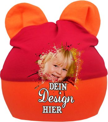 Ohren Babymütze Multicolor personalisiert mit Wunschtext