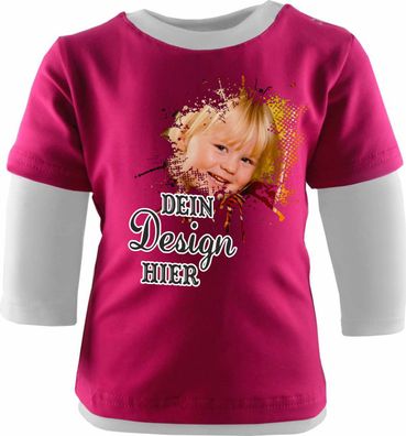Baby Shirt langarm Multicolor personalisiert mit deinem Wunschmotiv