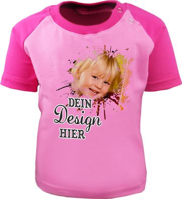 Kinder Baseball Shirt Kurzarm personalisiert mit deinem Wunschmotiv
