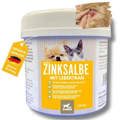 Lebertran Zinksalbe - Wundsalbe Wundcreme Hund Katze Pferd 250ml