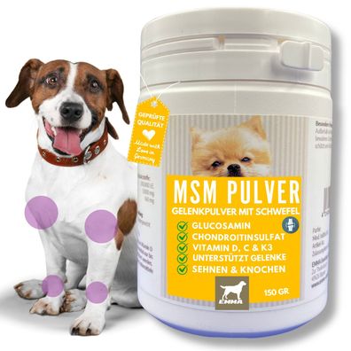MSM & Glucosamin, Gelenkpulver mit Schwefel für Hunde 150gr