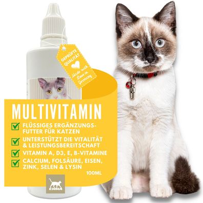 Multi Vitamine - Vitamin B Komplex für Katzen, Vitamin B1, B2, B6, B12 100ml