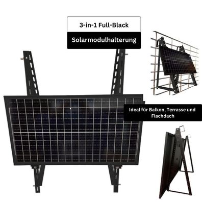 3-in-1 Solarmodulhalterung (Full-Black) für Balkonkraftwerk MSH-01B - Balkon, Terrass