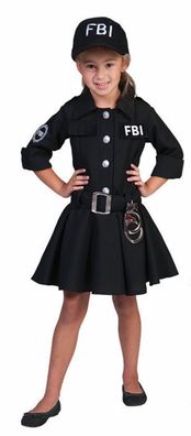 Kinder Kostüm FBI Agent Agentin mit Kappe Polizist Polizei Karneval Fasching