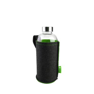 Eva Trinkflasche Glas 1 Liter mit Filzhülle grau/ grün