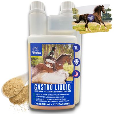 EMMA Gastro Pferde Liquid für Darmflora & Verdauung, Ergänzungsfutter für Pferde 1 L