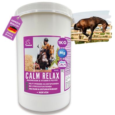 EMMA CALM Magnesium Pferd-Ergänzungsfutter Vitamin E für starke Nerven, Leistung 1 Kg