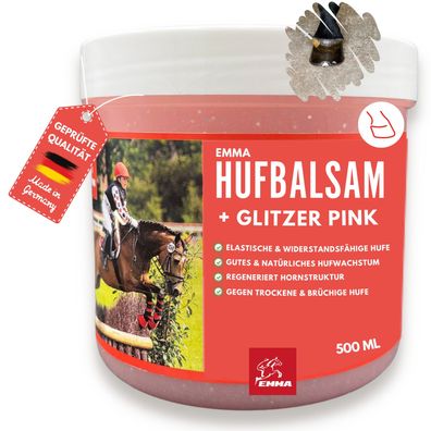 EMMA Huffett Glitzer-Hufpflege Gel Duft & Glitzer für Pflege der Hufe-Erdbeer 500 ml