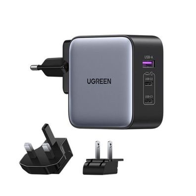 Ugreen Schnellladegerät GaN USB / 2xUSB C 65W Adapter EU / UK / US Stecker schwarz...