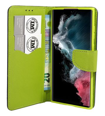 Buch Tasche "Fancy" kompatibel mit Samsung GALAXY S24 Etui mit Standfunktion, ...