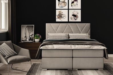 Luxus Schlafzimmer Bett Polster Stoff Design Doppelbett Möbel Boxspringbett